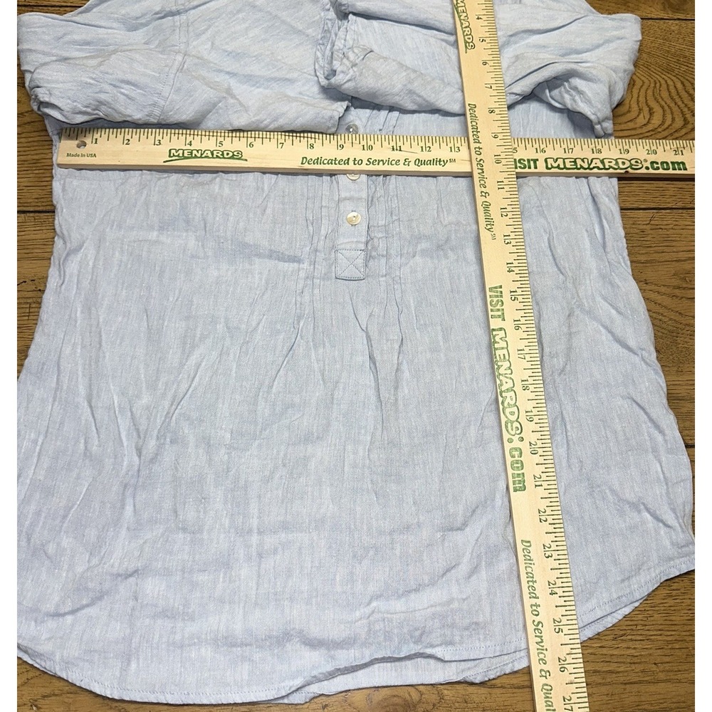 Soft Surroundings Blue Pintuck Raisa Linen Blend Top Bell Sleeve Beach Women's M - Picture 10 of 10